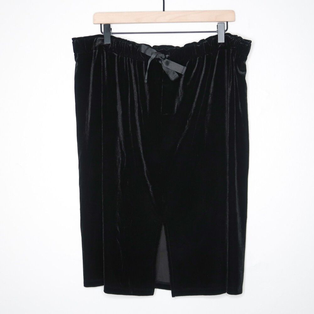 Mossimo Womens Velvet Pencil Skirt‎ Size XXL Black Stretch Waist Office Event